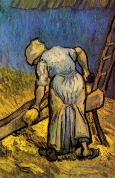  Millet Canvas - Peasant Woman Cutting Straw after Millet Vincent van Gogh